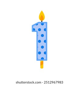 simple colorful number one birthday candle flat vector illustration isolated on white background