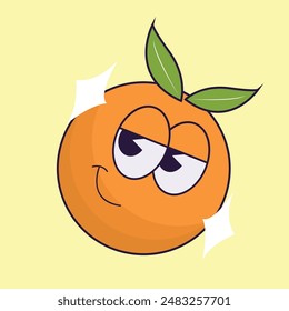 simple colorful orange fruit mascot icon illustration