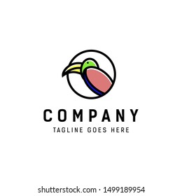 simple colorful parrot bird line art outline geometric logo icon vector template