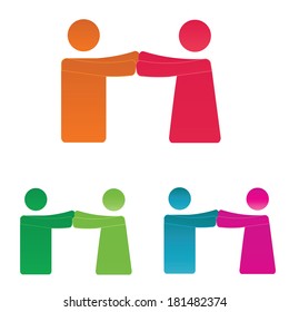 Simple and colorful pictogram showing figures happy family