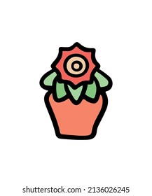 Simple and colorful potted plant