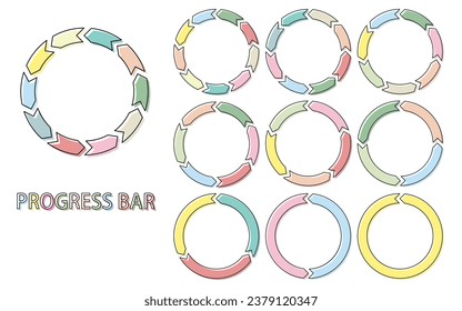 Simple, colorful progress bar and infographic, Vector Illustration