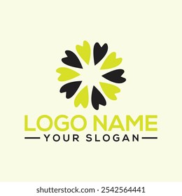 Diseño colorido simple del logotipo de la hélice. Gire armoniosamente el diseño giratorio de los símbolos del semicírculo.