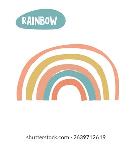 A simple, colorful rainbow with soft pastel colors. The arch is smooth and features shades of pink, orange, yellow, and blue.