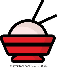 simple colorful rice bowl icon illustration design