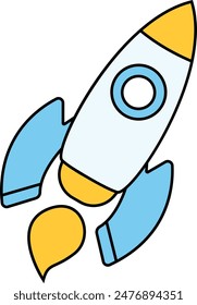 simple colorful rocket glass back to school icon