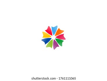 Sencillo color con la plantilla de diseño de logotipo de concepto de círculo redondo