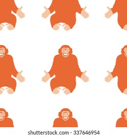  Simple colorful seamless Pattern for printing onto fabric. Animal wallpaper. Vector Illustration of a Monkey chimpanzee.