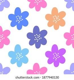 Patrón de flores vectoriales simple y colorido