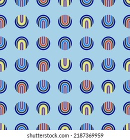 puntos de semicírculo sencillos y coloridos sobre un patrón transparente azul, fondo, fondo, fondo de pantalla, textura, banner, etiqueta, etc. diseño vectorial