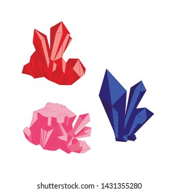 simple colorful set of some crystals. digital interface style.