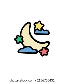 Simple and colorful sleep themed illustration