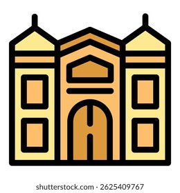 Simple colorful solid color icon representing the concept of a city hall building