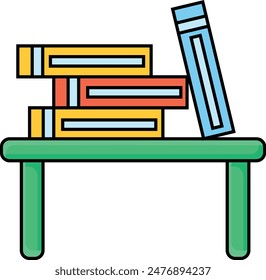 simple colorful stack of books on desk back to school icon