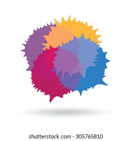 Simple colorful stains icon with transparency and shadow