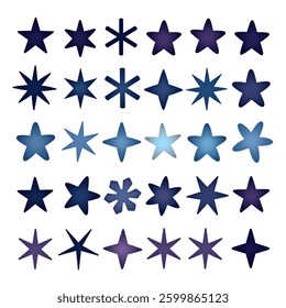 simple colorful star set isolated on white background, eps 10