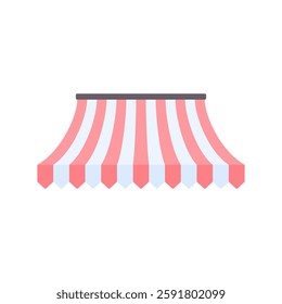 Simple and colorful stripe awning illustration, shape of an awning vector illustrations isolated on a white background