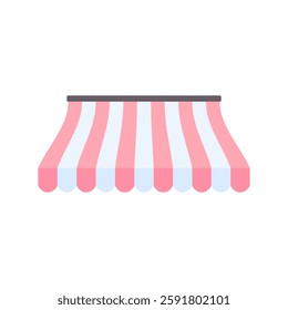 Simple and colorful stripe awning illustration, shape of an awning vector illustrations isolated on a white background