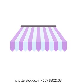 Simple and colorful stripe awning illustration, shape of an awning vector illustrations isolated on a white background