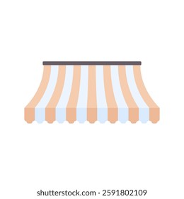 Simple and colorful stripe awning illustration, shape of an awning vector illustrations isolated on a white background