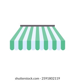 Simple and colorful stripe awning illustration, shape of an awning vector illustrations isolated on a white background