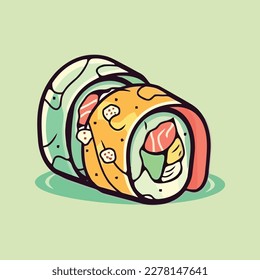 simple and colorful sushi roll vector illustration