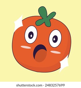 simple colorful tomato mascot icon illustration