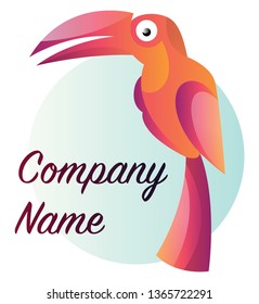 Simple colorful toucan with blank text vector logo design on white background