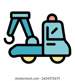 Simple colorful tow truck icon representing vehicle recovery and emergency services