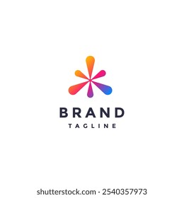 Diseño de logotipo de salpicadura de triángulo colorido simple. Seis Puntos De Color Brillantes Se Extienden Por El Diseño Del Logotipo.