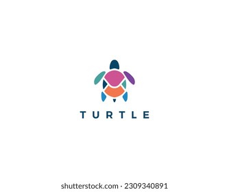 Plantilla de diseño de logotipo de tortuga de color simple