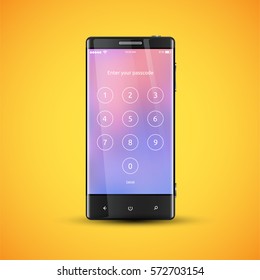 Simple and colorful UI surface set for smartphones - Login screen, vector ilustration