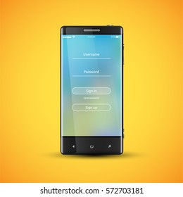 Conjunto de superfície de interface simples e colorido para smartphones - tela de login, ilustração vetorial
