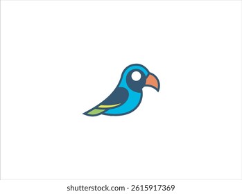 Simple, colorful vector graphic of a green parrot. 
