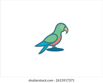 Simple, colorful vector graphic of a green parrot. 
