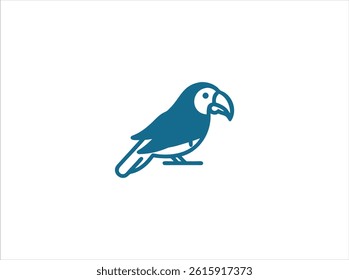 Simple, colorful vector graphic of a green parrot. 