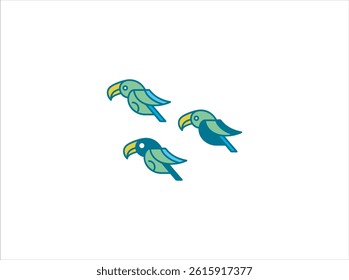 Simple, colorful vector graphic of a green parrot. 