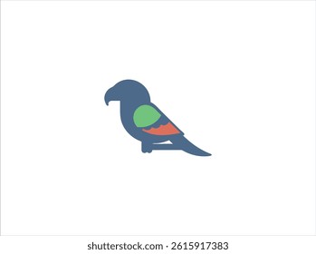 Simple, colorful vector graphic of a green parrot. 