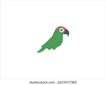 Simple, colorful vector graphic of a green parrot. 
