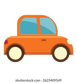 Simple and colorful vector illustration of a generic orange car, showing a side view