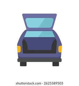 Simple and colorful vector illustration of an open empty car trunk, isolated on white background