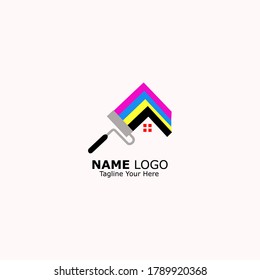 Simple colorful vector logo paint design