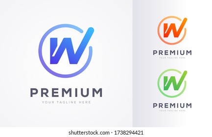 Simple Colorful W Letter Logo Design Vector Template for Company Business