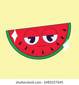 simple colorful watermelon fruit mascot icon illustration