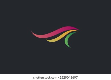 Simple colorful wings logo on black background.