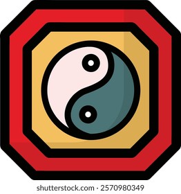 simple colorful yin and yang symbol icon illustration design