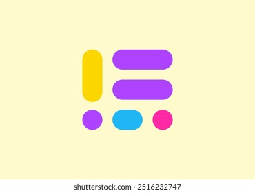 letra de logotipo simples, colorida e alegre F com base na forma geométrica