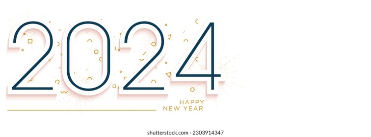 simple coloring for 2024 new year celebration banner.