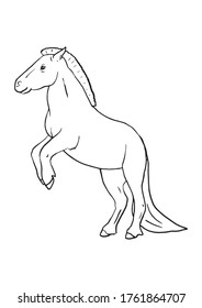 Simple coloring for kids - a linear animal. Vector pony horse