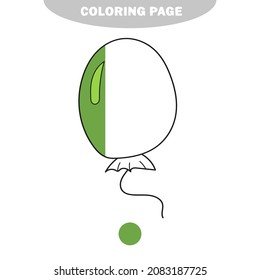 Simple coloring page. Balloon simple drawing outline for coloring book vector illustration. Half painted picture with color samples